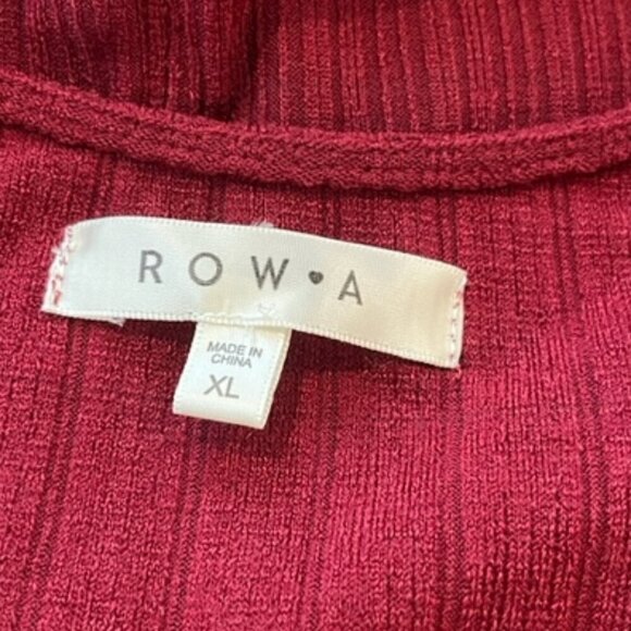 Row A Ribbed Knit Square Neck Bodycon Long Sleeve Midi Dress in Maroon – Size XL - Picture 4 of 5